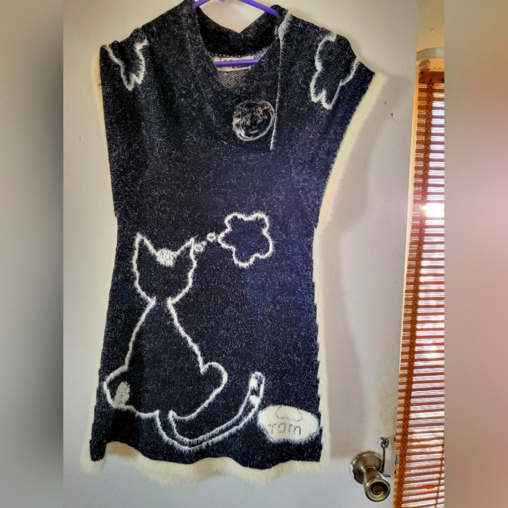 Vintage RARE Tom Cat Alley Cat Charcoal Gray Sweater Dress Trendolology SM
